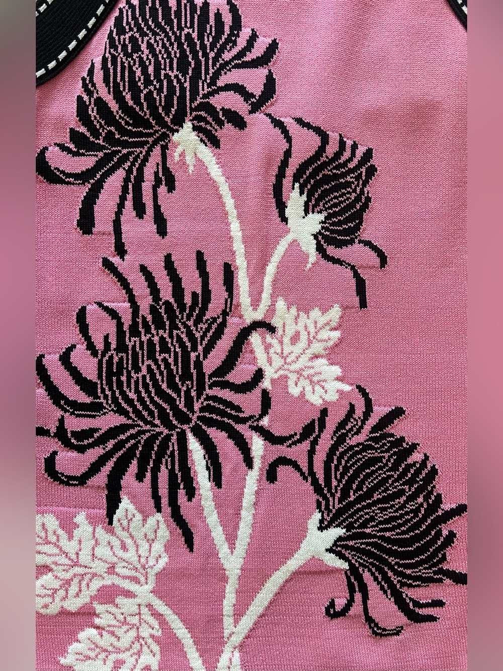 Vintage Y2K CACHE Pink Floral Print Halter Tank Top Sweater XS/S Coastal Cottage - Picture 4 of 8